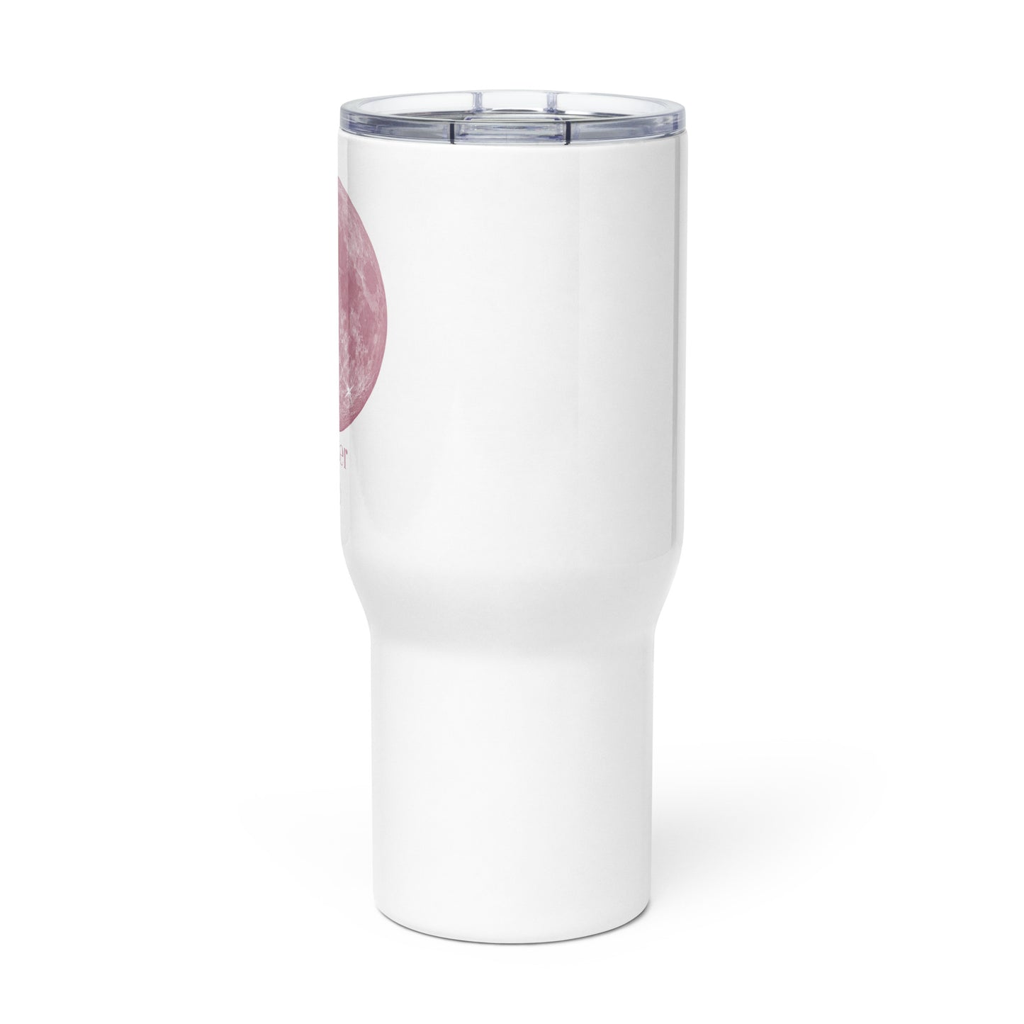 Cancer Pink Moon Travel mug with a handle