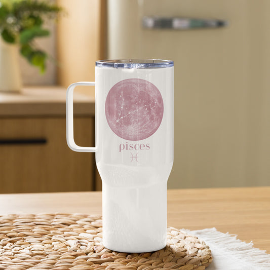 Pisces Pink Moon Travel mug with a handle