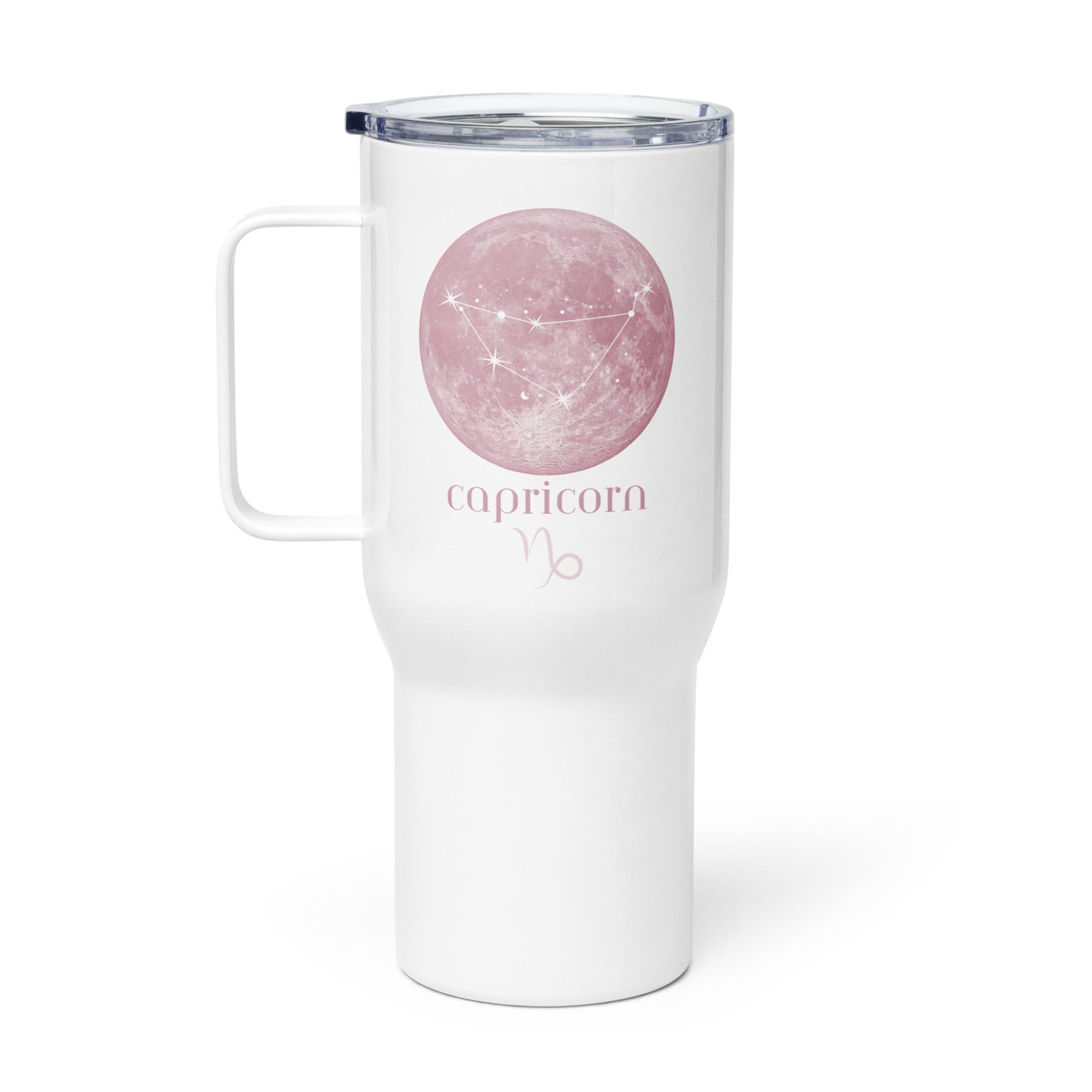 Capricorn Pink Moon Travel mug with a handle