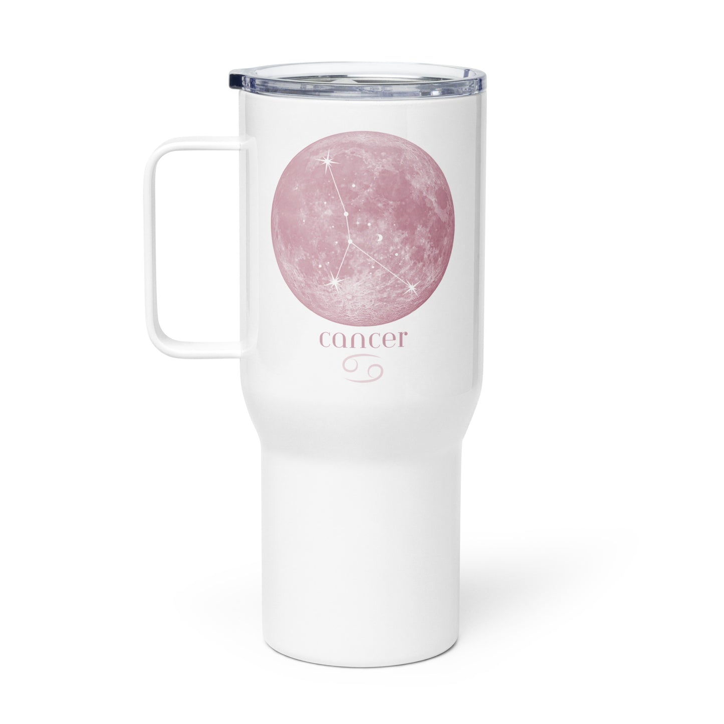 Cancer Pink Moon Travel mug with a handle