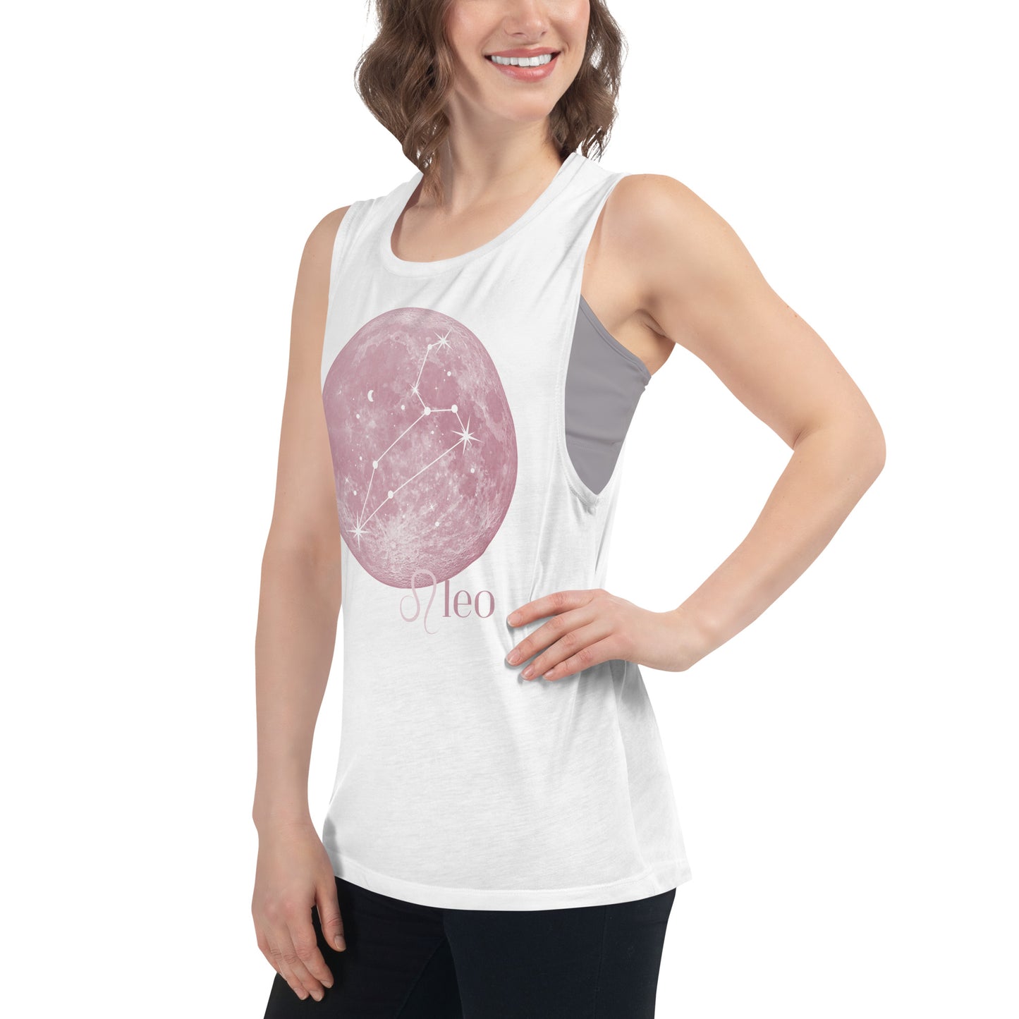 Leo Pink Moon Ladies’ Muscle Tank